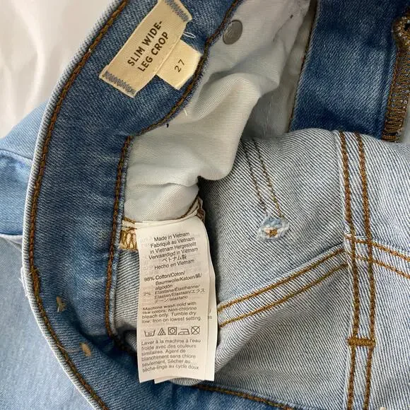 Madewell Slim Wide Leg Jeans Size 27 Eastwick Blue Crop Stretch Denim Staple - Picture 11 of 14